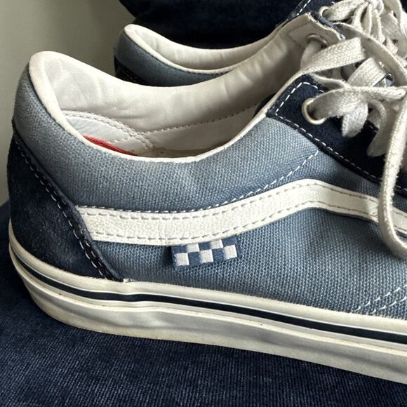 Vans Old Skool PopCush Navy White Men’s 10 US Skate Shoes Minimal Wear Blue - Picture 5 of 16